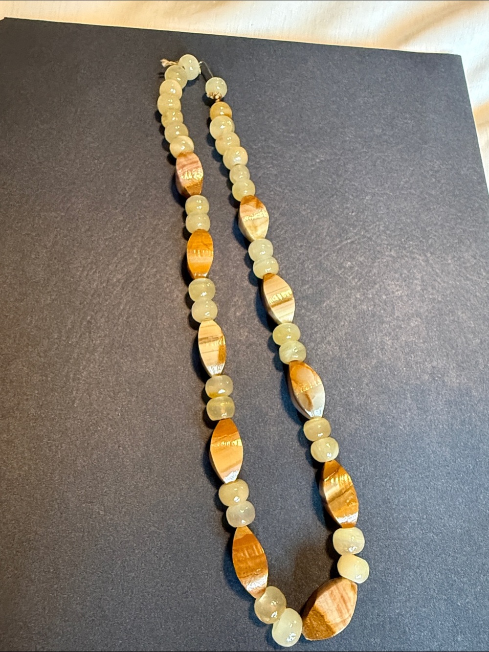 Vintage Beige and Tan Natural Stone Beaded Necklace